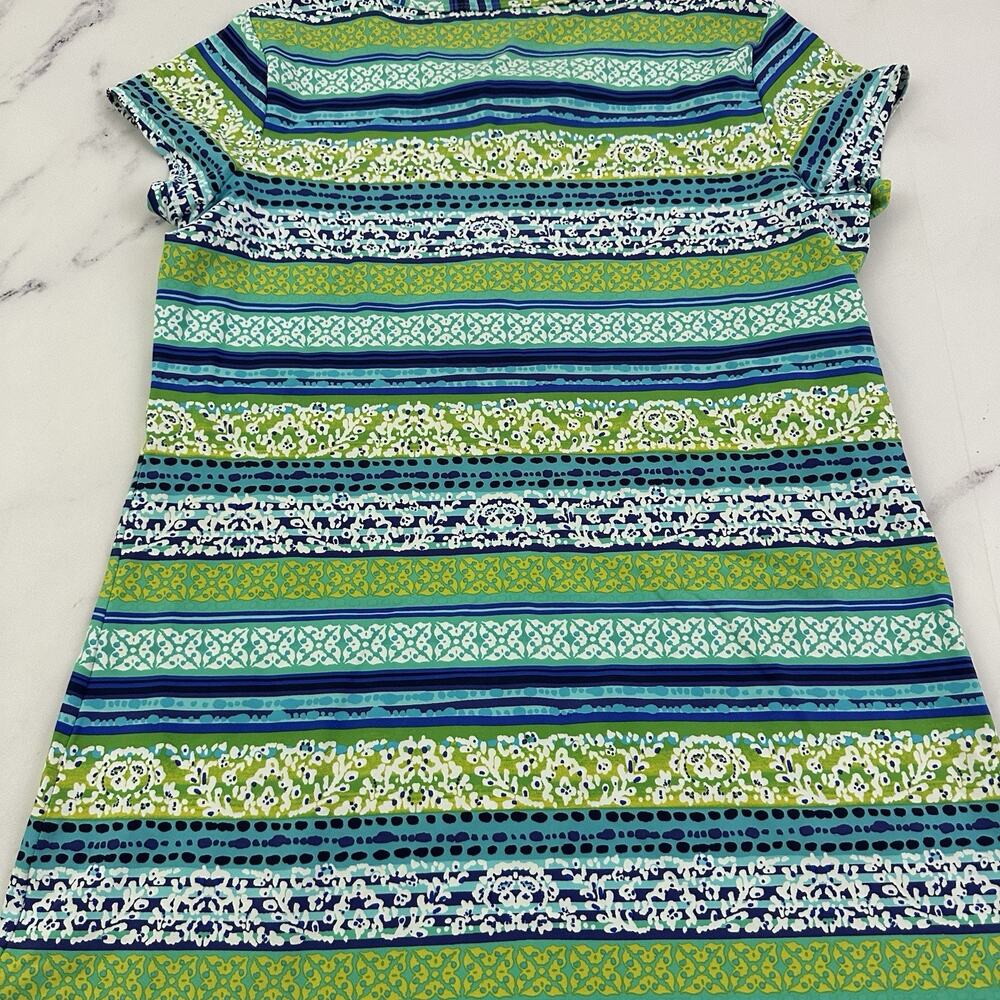 Lands End Womens Shift Dress Size S 6-8 Blue Green Floral Stripe Stretch - Picture 9 of 10